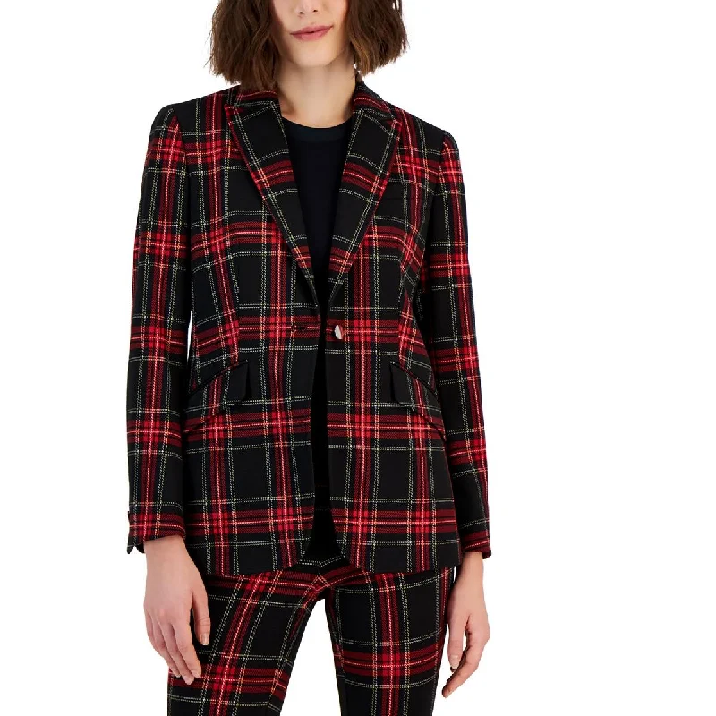 Womens Plaid Suit Separate One-Button Blazer Women's Luxurious Jacket