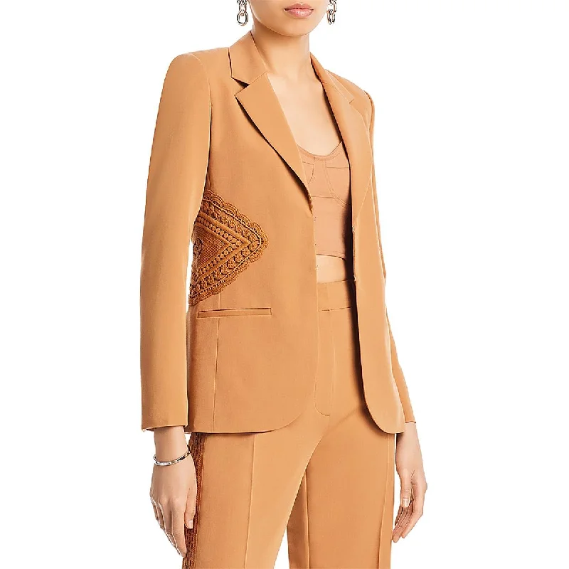 Womens V Polyester Open-Front Blazer Women's Vintage Jacket