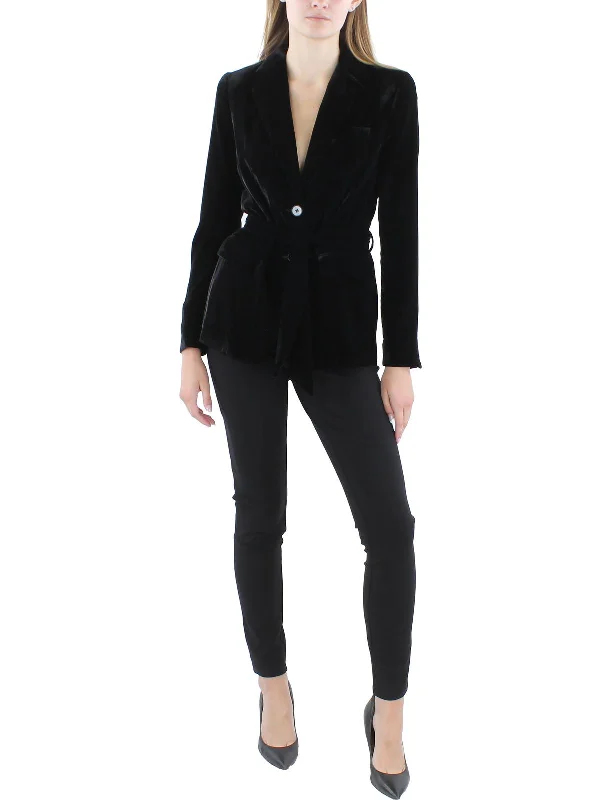 Womens Velvet Collar Two-Button Blazer Women's Stripe Blazer