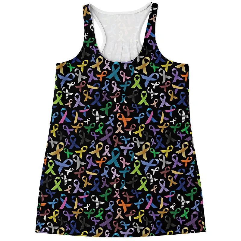 All Cancer Awareness Pattern Print Women's Racerback Tank Top spandex blend tank