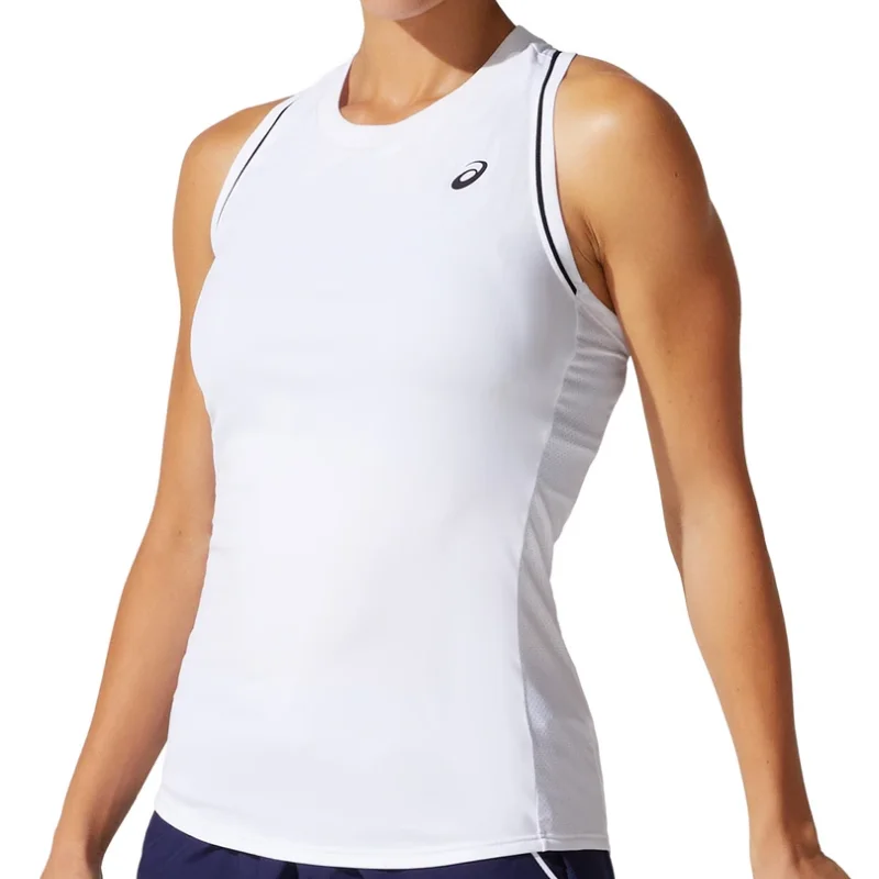 Asics Womens Court Piping Tank - Brilliant White slim fit tank