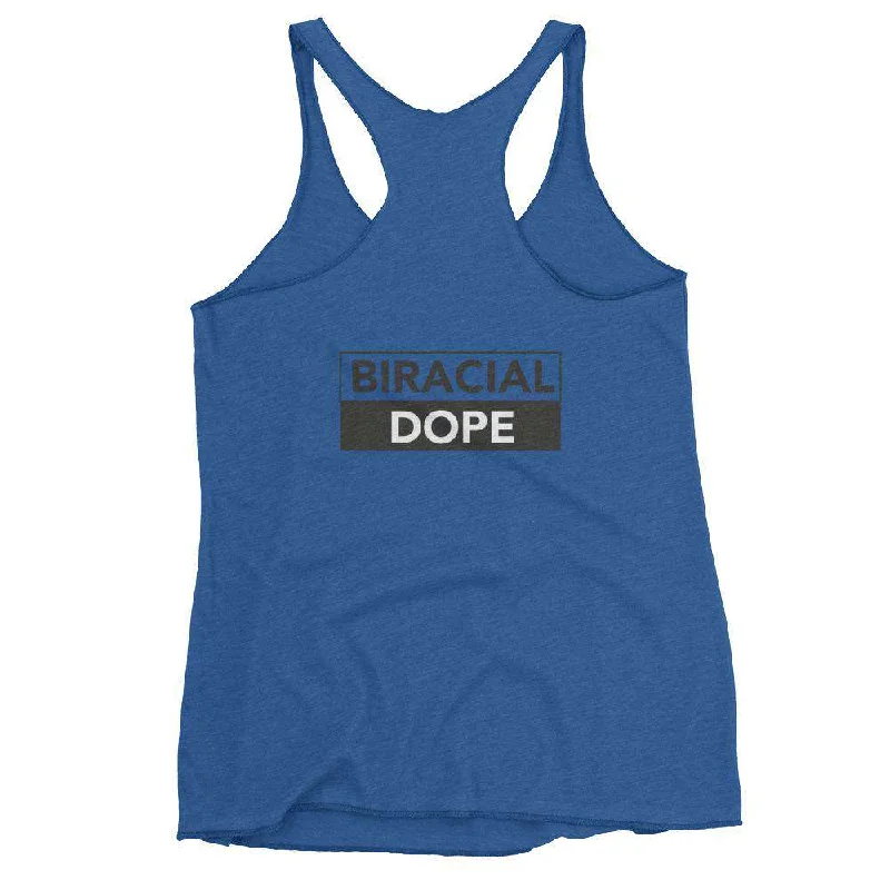 BIRACIAL DOPE Women's Racerback Tank white tank top
