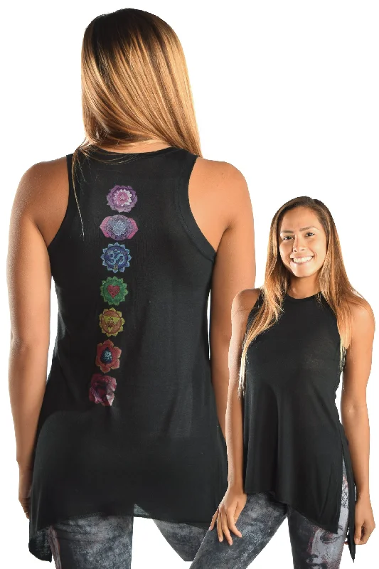 Black Shark Bite Tank With Full Chakra Back high neck tank