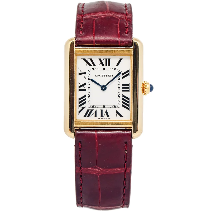 Cartier Tank Solo 3168 W5200002 18K Yellow Gold Silver Dial Quartz Ladies 24mm yoga tank top