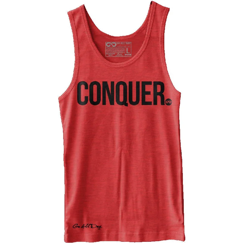 "CONQUER" Unisex Tank (Heather Red) layering tank top
