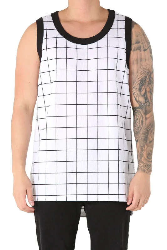 EPTM SQ Bottom Long Tank White/Black essential tank top