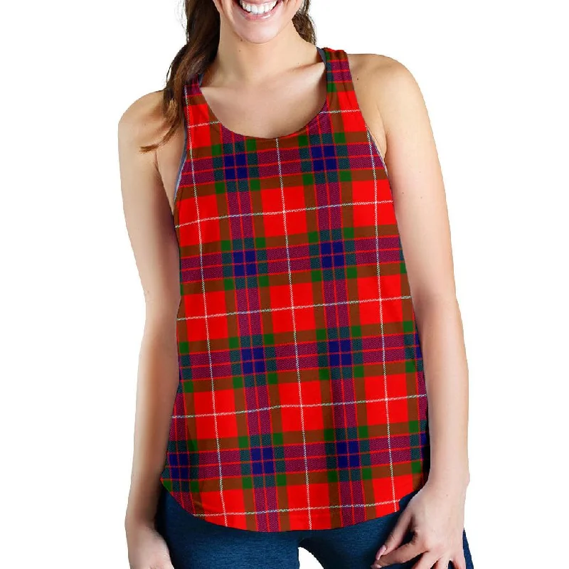 Fraser Modern Tartan Women Racerback Tank Top bronze tank top