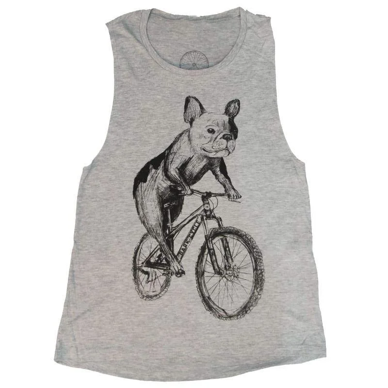 French Bulldog on a Bicycle Women's Muscle Tank Top flexible tank top