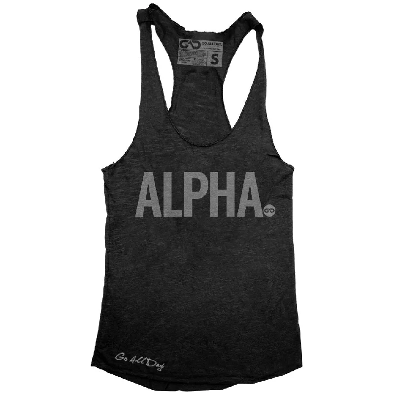 GO ALL DAY "ALPHA" TriBlend Racerback Tank (Black) mesh tank top