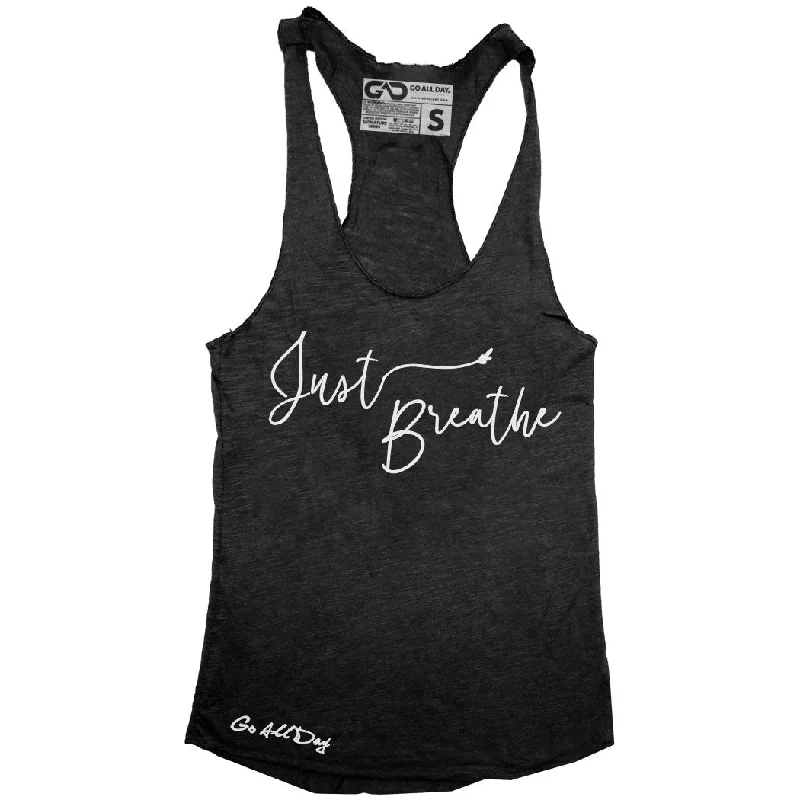 GO ALL DAY "JUST BREATHE" TriBlend Racerback Tank (Black) solid color tank