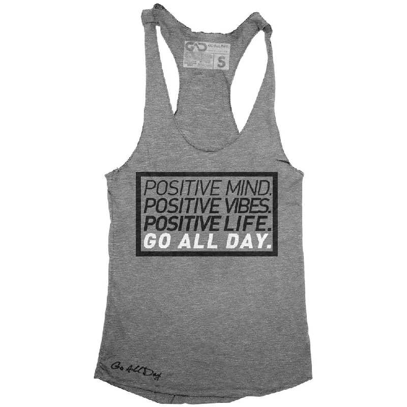 GO ALL DAY "POSITIVE LIFE" TriBlend Racerback Tank (Grey) strappy tank top