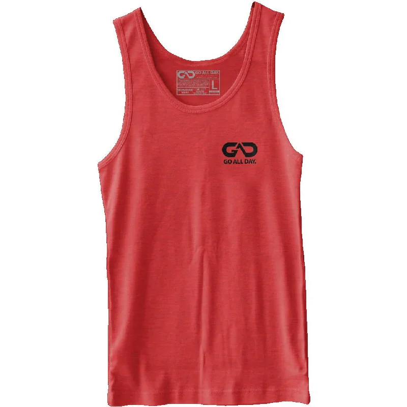 GO ALL DAY® Unisex Tank (Heather Red) Small Logo flirty tank top
