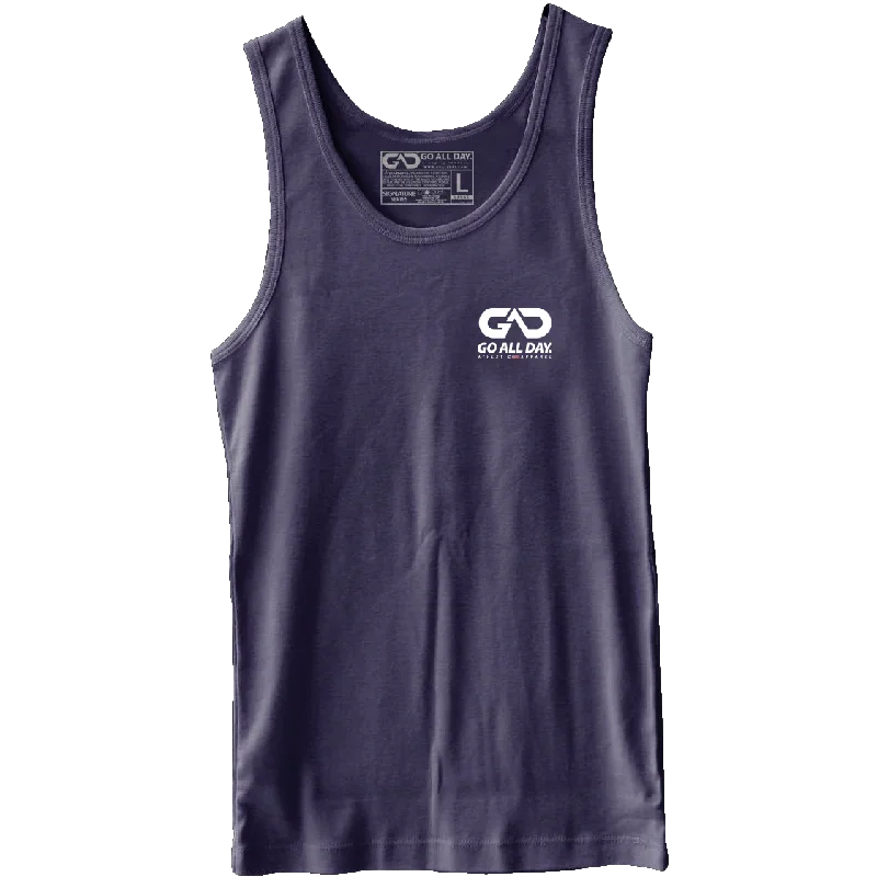 GO ALL DAY® Unisex Tank (Navy) Small Logo slim fit tank