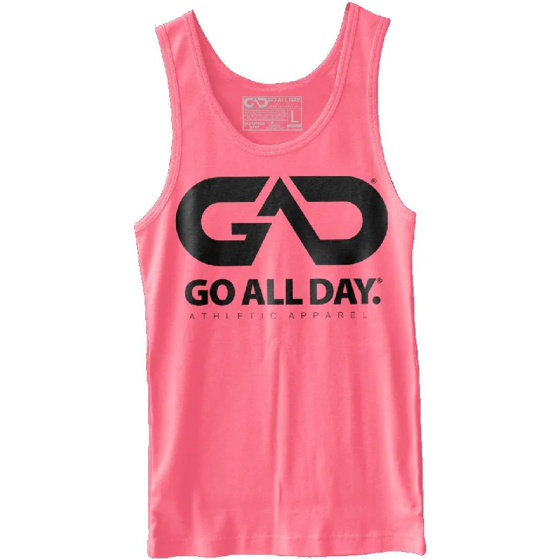 GO ALL DAY® Unisex Tank (Neon Heather Pink) lounge tank top