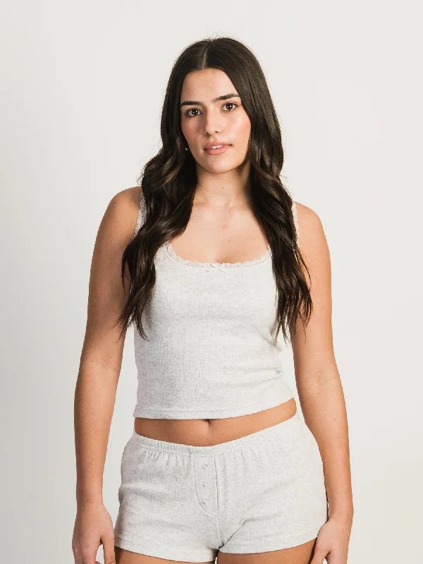 HARLOW ERYN MELANGE TANK TOP - CLOUD crew neck tank