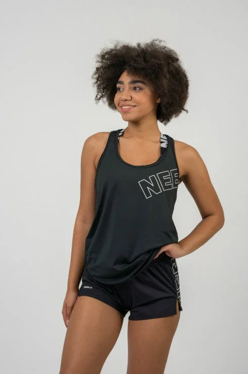 Nebbia Fit Activewear Tank Top Racerback - Black grey tank top