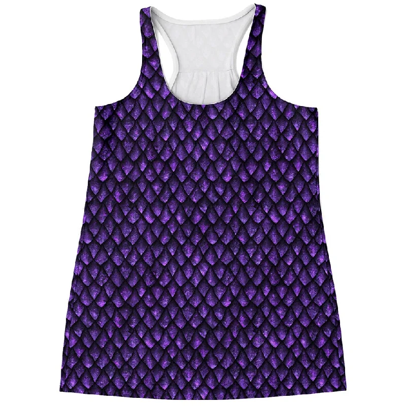 Purple Dragon Scales Pattern Print Women's Racerback Tank Top solid color tank