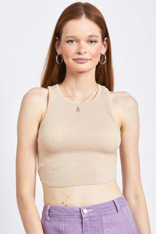 Racerback Cropped Tank Top crew neck tank