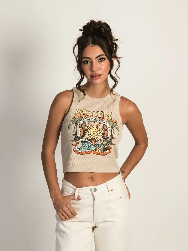 RIP CURL SOUND WAVE RIBBED CROP TANK TOP casual tank top