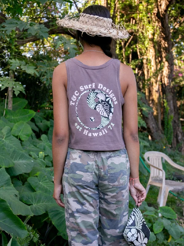 T&C Surf Tropical Print Logo Crop Singlet Tank spandex blend tank
