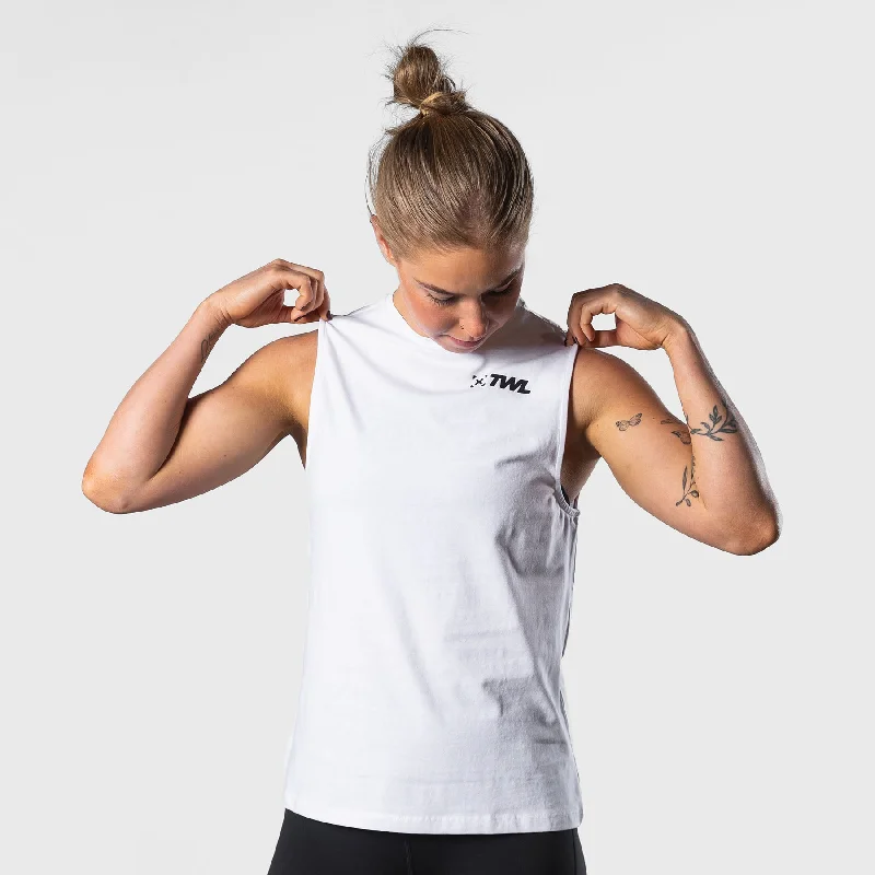 TWL - WOMEN'S EVERYDAY MUSCLE TANK SL - WHITE/BLACK metallic tank top