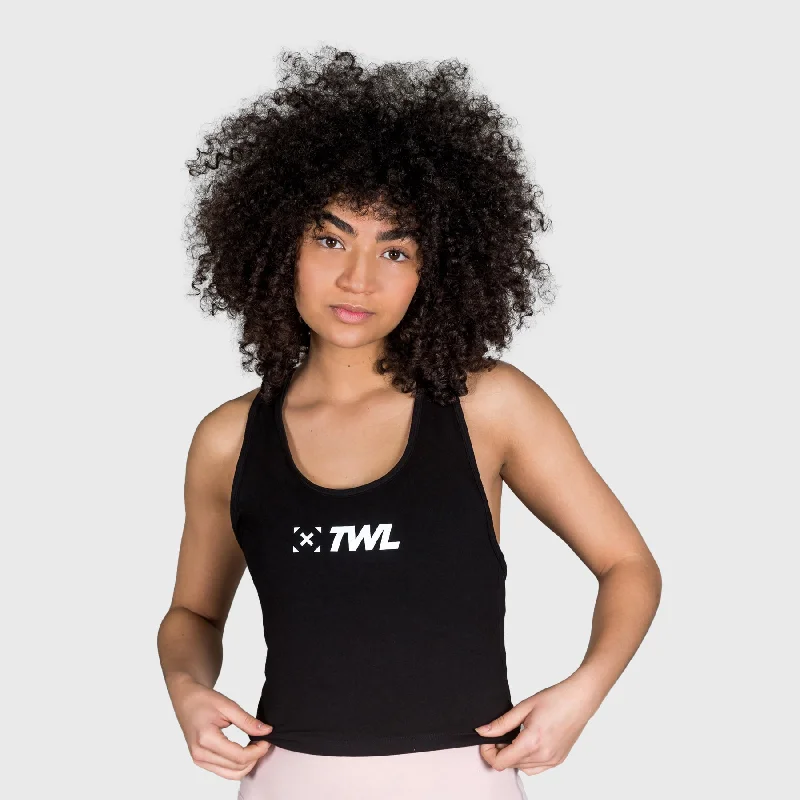 TWL - WOMEN'S EVERYDAY RACERBACK CROP TANK - BLACK/WHITE vibrant tank top