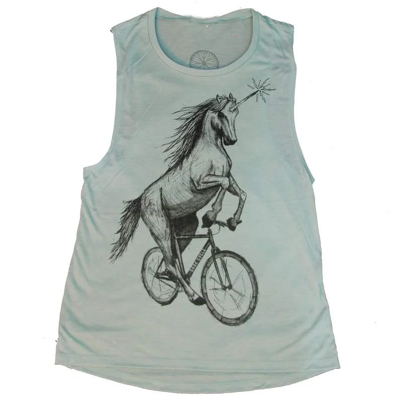 Unicorn on a Bike Women's Muscle Tank Top fashionable tank top