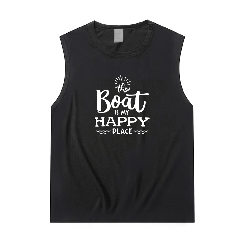 Women THE BOAT IS MY HAPPY PLACE Tank Top gold tank top