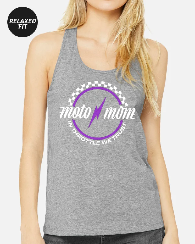 WOMEN'S MOTO MOM TANK - HEATHER GRAY boho tank top