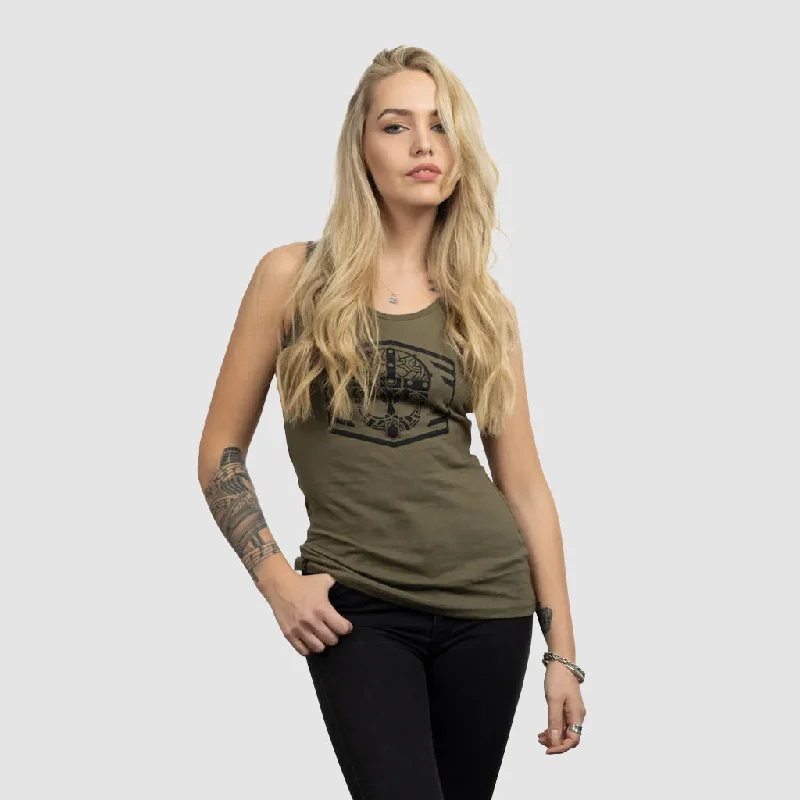Women's Premium Tank, Clan Helmet, Green trendy tank top