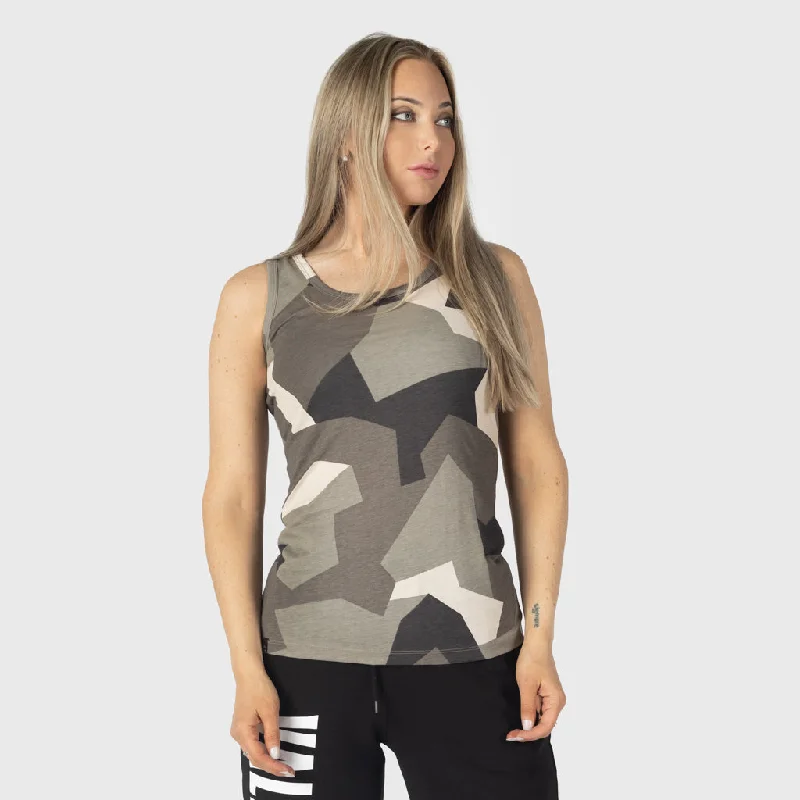 Women's Premium Tank, Grimfrost, M90 Brown Camo low neck tank