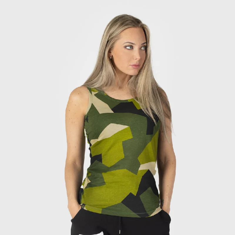 Women's Premium Tank, Grimfrost, M90 Green Camo print tank top