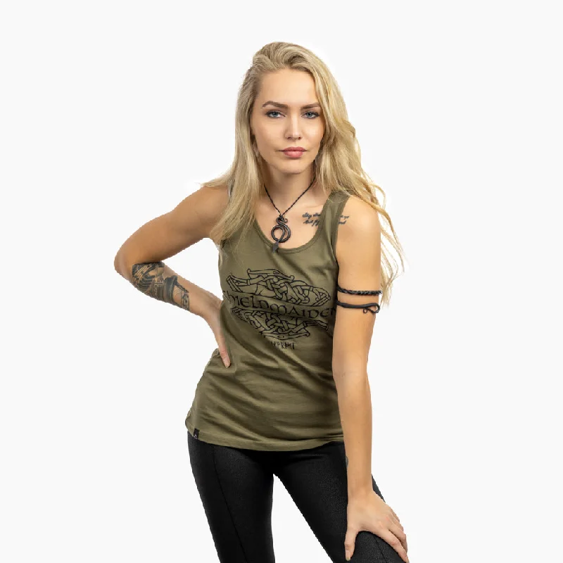 Women's Premium Tank, Shieldmaiden, Green rhinestone tank top