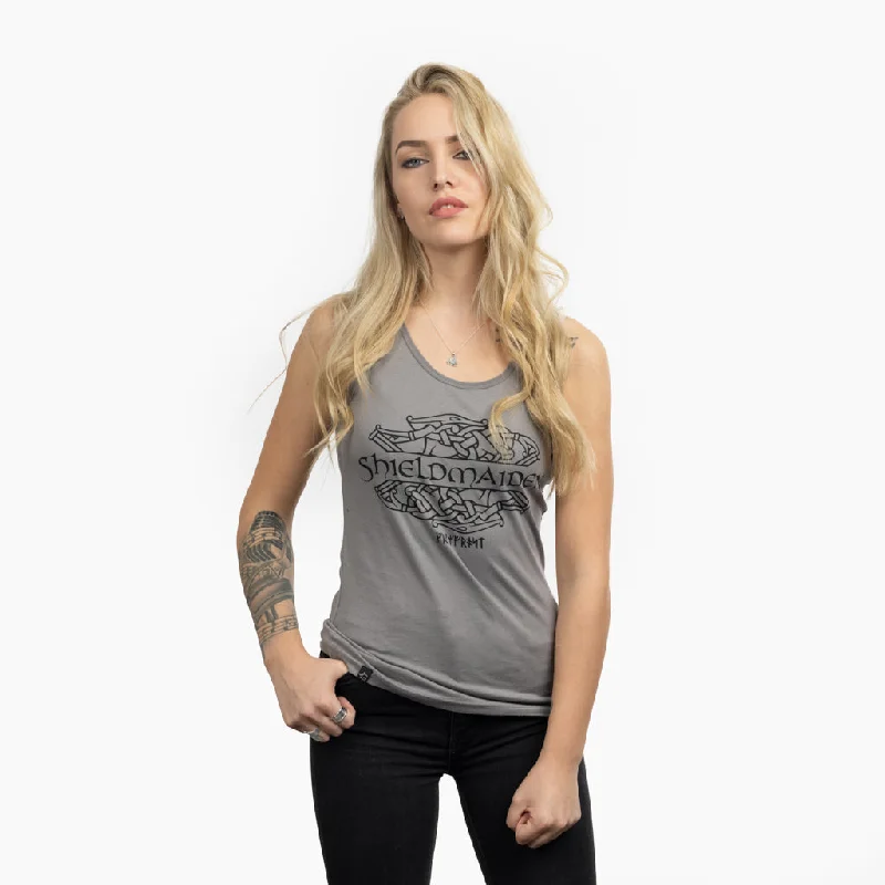 Women's Premium Tank, Shieldmaiden, Grey navy tank top