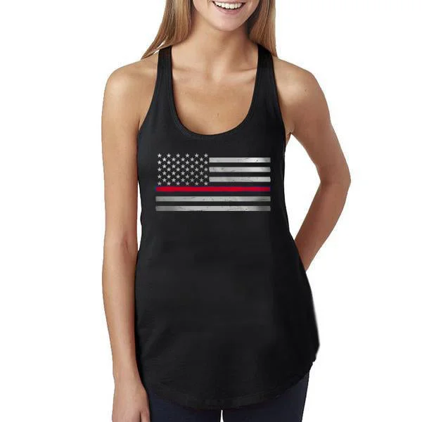 Women's Tank - Classic Thin Red Line American Flag coral tank top